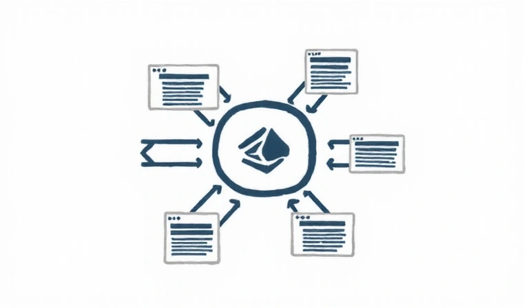 Icono de enlace web con flechas apuntando a diferentes sitios